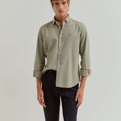 Camisa slim fit micropadrão Lion of Porches