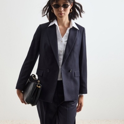 Blazer às riscas regular fit Decenio