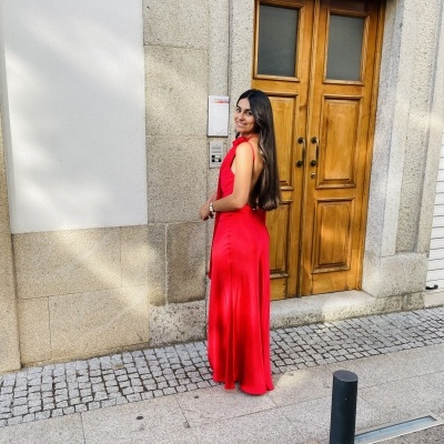 Vestido comprido acetinado Sahoco