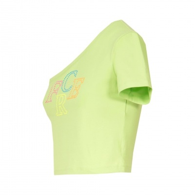 Top algodão decote assimétrico logo colorido Ferrache