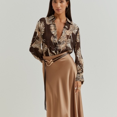 Camisa fluída estampada com motivo de asas Lion of Porches