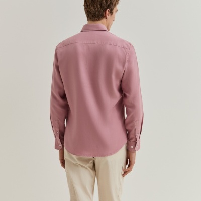 Camisa slim fit em liocel e linho Lion of Porches