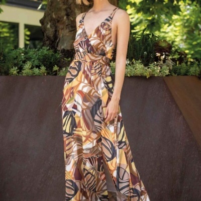 Vestido comprido estampado Scusi