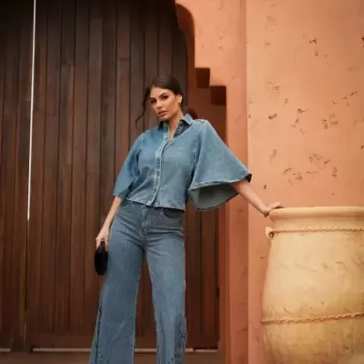 Camisa Demin com Manga Ampla Spaccio