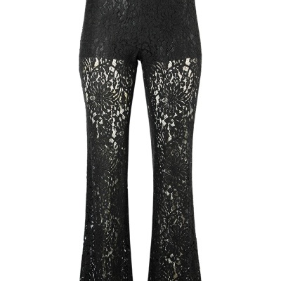 CALÇAS BOOTCUT SEMITRANSPARENTE EM RENDA SAHOCO