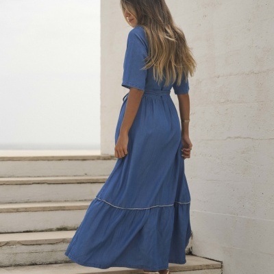 Vestido comprido Ganga tencel Bigzone