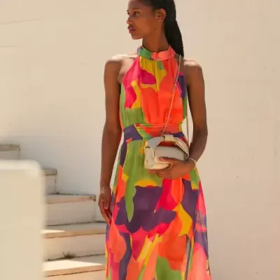 Vestido comprido estampado Spaccio