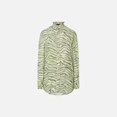 Blusa estampada com folho na gola Scripta