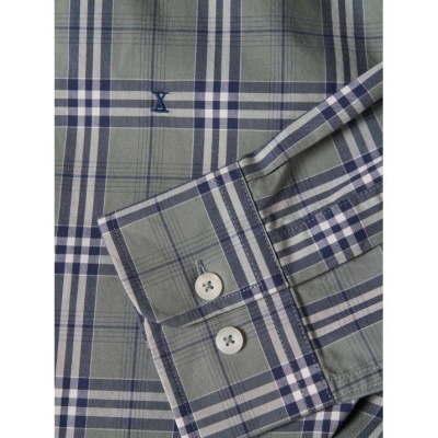 Camisa de algodão ao xadrez regular fit Decenio