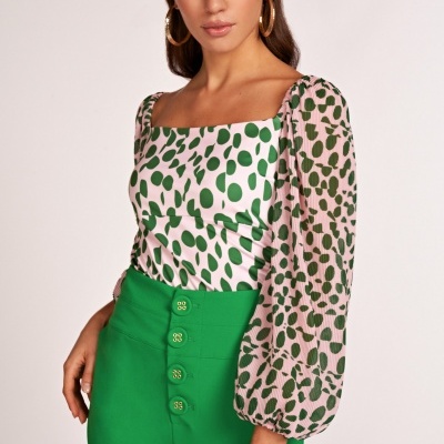 BLUSA CURTA MANGA BALÃO SAHOCO