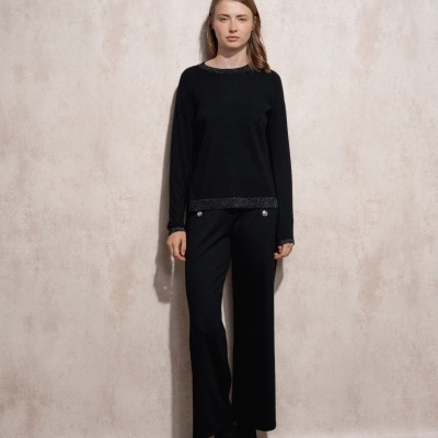 Camisola de malha com lurex de decote redondo SMF