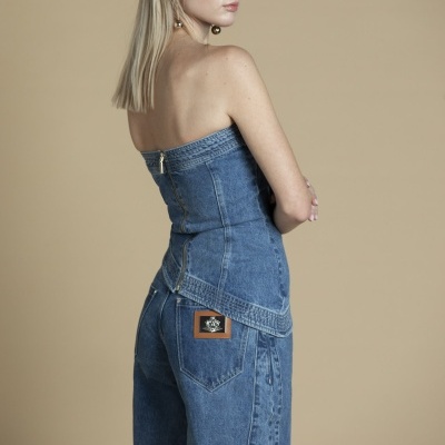 Jeans mom leg cintura subida Sahoco