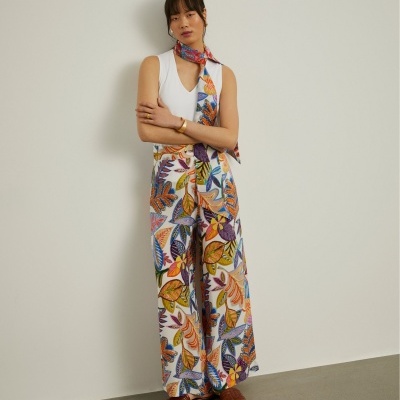 Calças pantalona com padrão colorido Lion of Porches