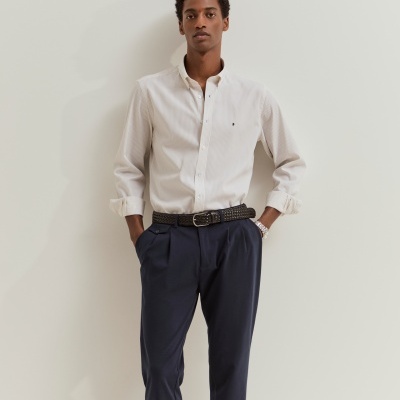 Camisa slim fit em algodão às riscas Lion of Porches