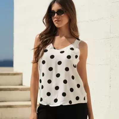 Top fluido estampado bolas Spaccio