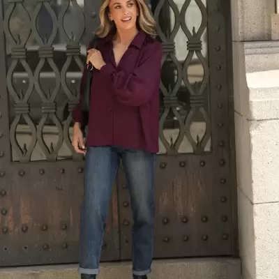 Blusa Fluida em Tecido Texturado Spaccio