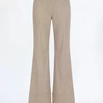 Calças Flare com Riscas e Bainha Contrastante Sahoco