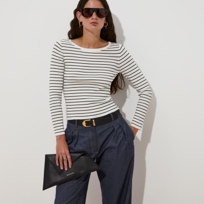 Camisola de manga comprida às riscas Decenio