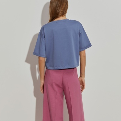 T-shirt cropped com lantejoulas Lion of Porches