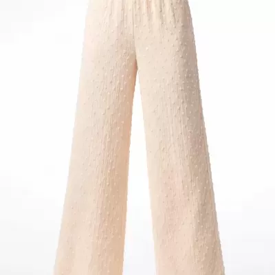 Calças de Perna larga em Tecido Texturizado Sahoco