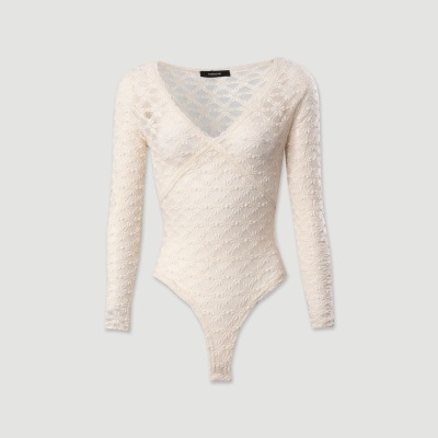 Body em renda com decote em V Ferrache