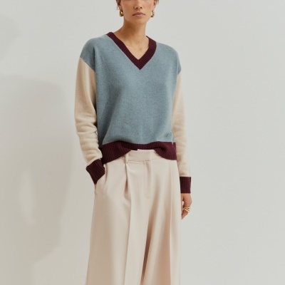 Camisola tricolor de lã Lion of Porches