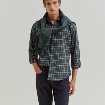 Camisa xadrez slim fit em algodão Lion of Porches