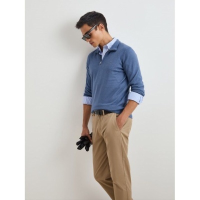 Camisola de algodão e caxemira com fecho Decenio