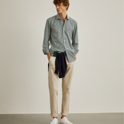 Camisa Slim Fit em tecido com padrão de quadrados Lion of Porches