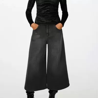 Jeans Culotte Cintura Subida Sahoco