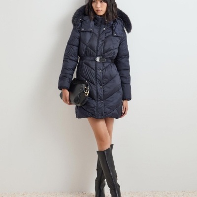 Blusão Acolchoado Comprido com Capuz removível Decenio