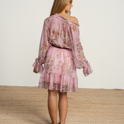 Vestido midi floral com cinto SMF