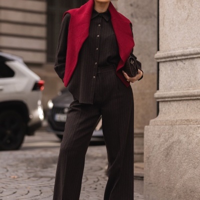 Calça com risca em fazenda Ferrache