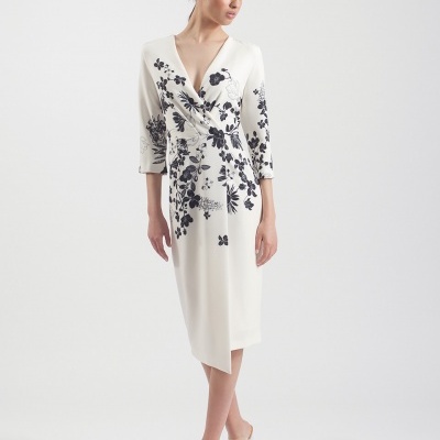 Vestido Cruzado Estampado Com Cinto Moncho Heredia