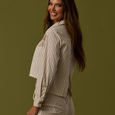 Blusa curta com riscas Swallow