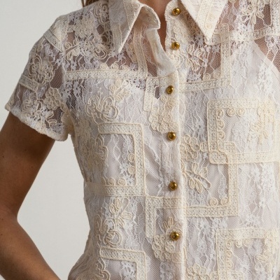 Camisa rendada com forro interior em alças SMF