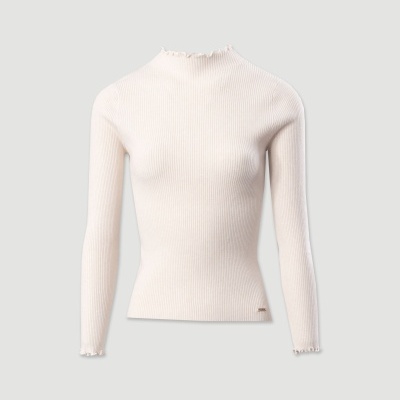 Camisola canelada com gola em acabamento ondulado Ferrache