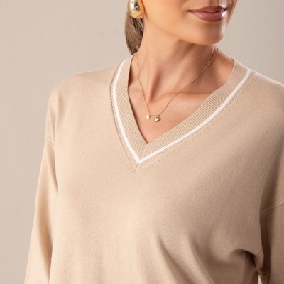 Camisola de malha fluida com detalhe de tira a contrastar Ferrache