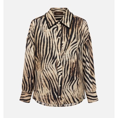 Blusa estampada com missangas na gola Scripta
