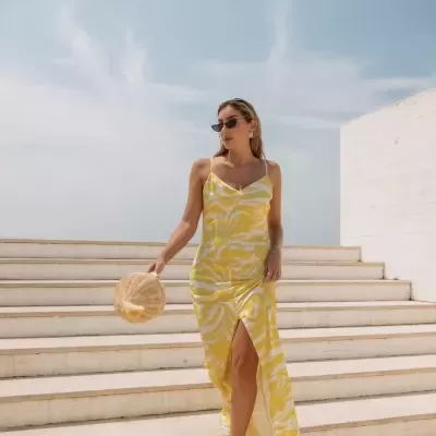 Vestido Comprido Estampado Scripta