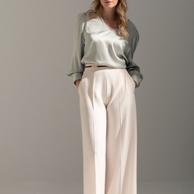 Calça culotte fluida com detalhe metálico Ferrache