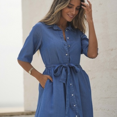 Vestido comprido Ganga tencel Bigzone