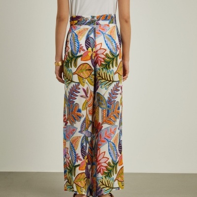 Calças pantalona com padrão colorido Lion of Porches