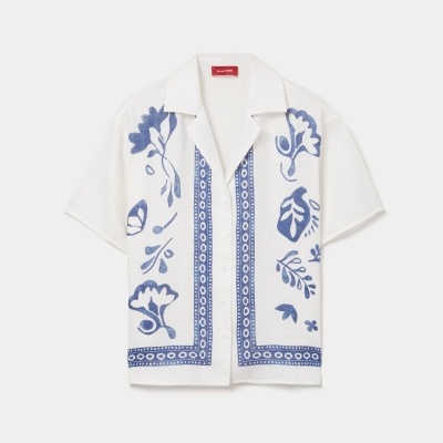 Camisa de manga curta em linho Lion of Porches