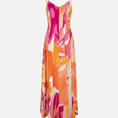 Vestido comprido com padrão e alça fina Scripta