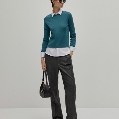 Camisola malha canelada de lã Decenio