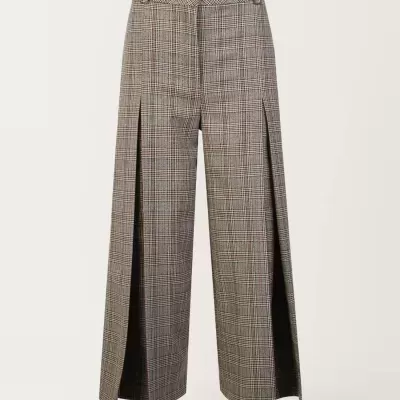 Calças culotte em padrão príncipe de Gales com pregas frontais SAHOCO