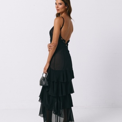 Vestido 2 em 1 comprido com folhos Swallow Collection