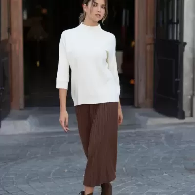 Saia Canelada Midi em Malha SPACCIO