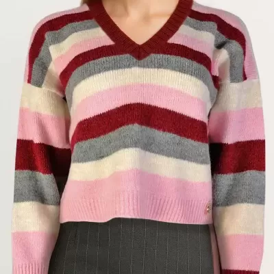 Camisola Cropped às Riscas Sahoco